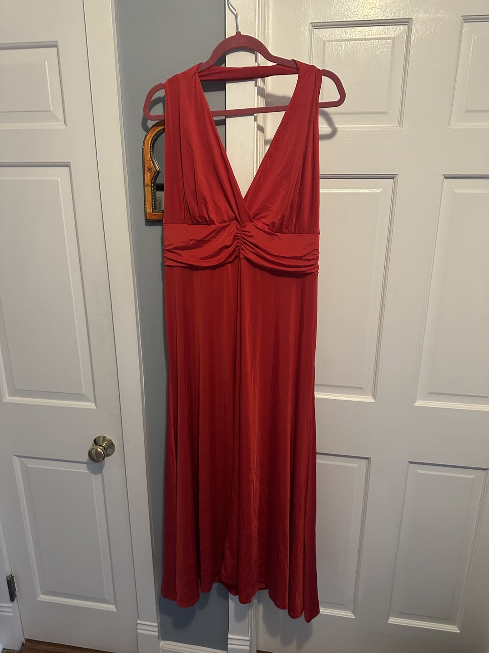 Lane Bryant Red Ruched Waist Maxi Dress NWT